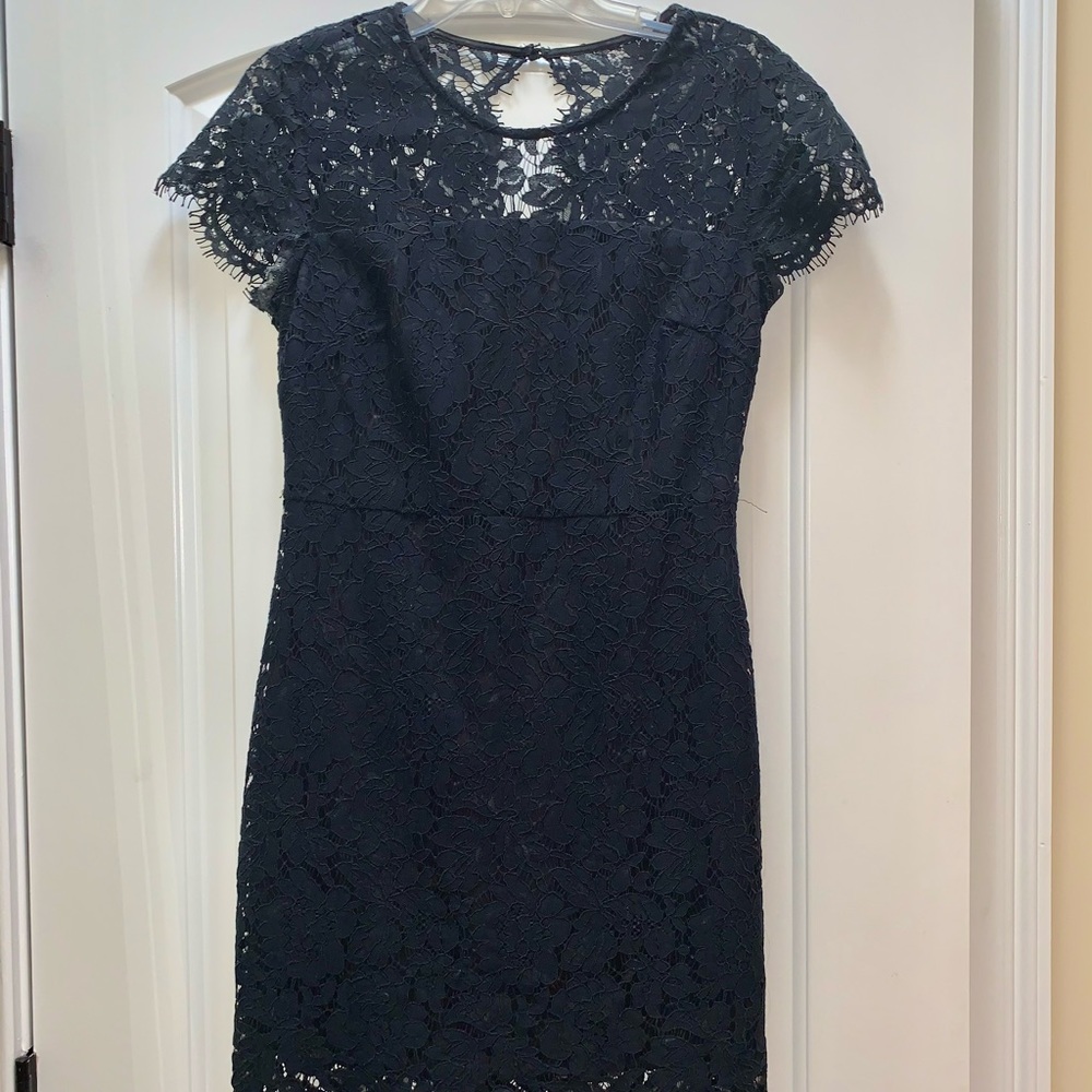 WEDDING Navy Lace Dress/short sleeve/banana repub